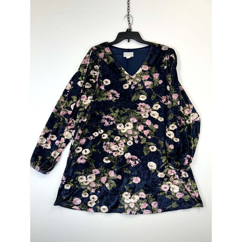 Loveriche Dress Women’s Large Blue Floral Long Sleeve Polyester Blend